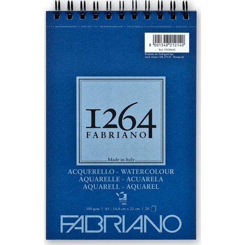 BLOCK FABRIANO 1264 WATERCOLOUR 300G 14.8X21 CM CON 20 HOJAS Tu Escuelita